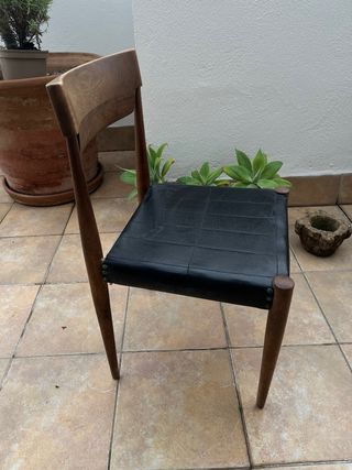 Silla vintage madera y piel