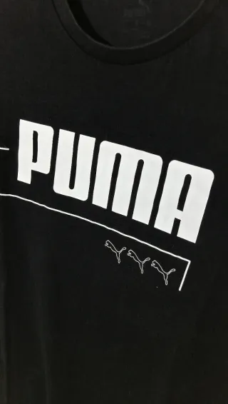 T-shirt Puma nera logo bianco