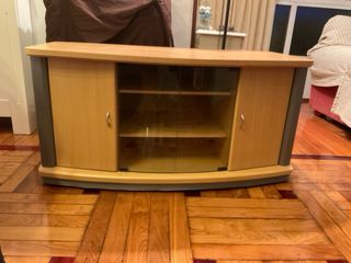 Mueble TV madera vitrinas