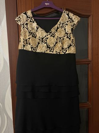 Vestido fiesta negro y dorado