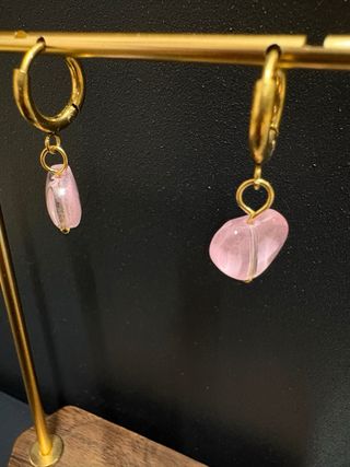 Pendientes Acero Corazón Rosa