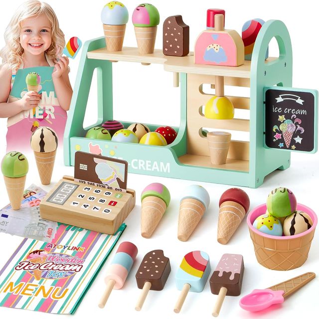 Gelateria giocattolo in legno 30 pezzi Montessori