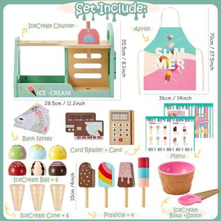 Heladería juguete madera 30 piezas Montessori