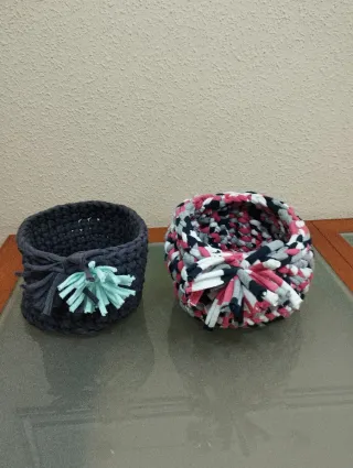 Lote 2 cestas trapillo decorativas