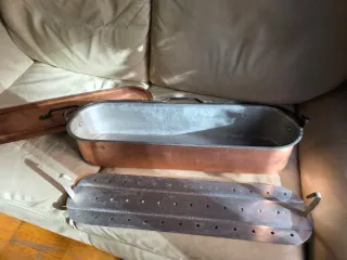 Cacerola Poissonnière (pescadora) Cobre Antigua