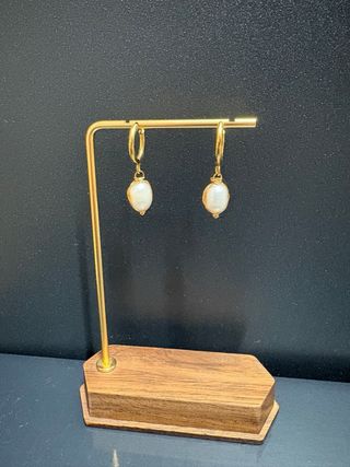 Pendientes Acero Aro Perla Blanca