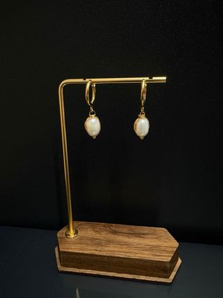 Pendientes Acero Aro Perla Blanca