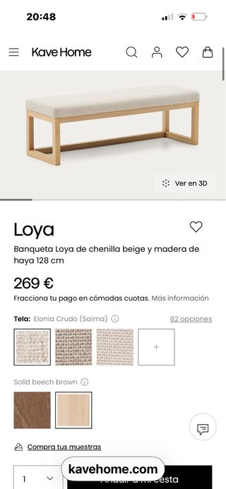 Banco piecero tela y madera