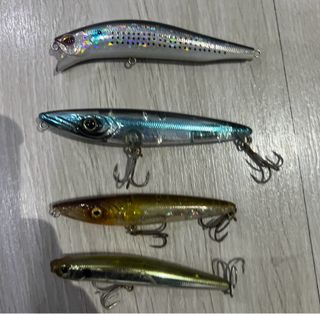 4 señuelos de pesca variados superficie