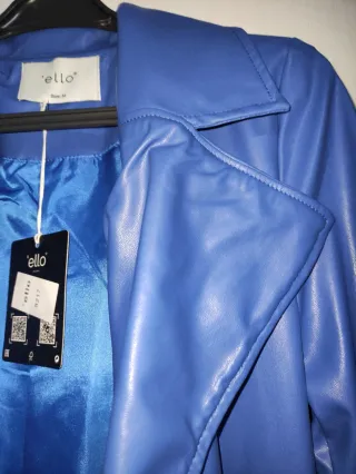 Gabardina larga azul mujer.