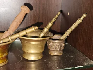 5 Morteros Antiguos Bronce Colección