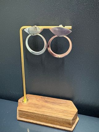 Pendientes Acero Aro y Hoja