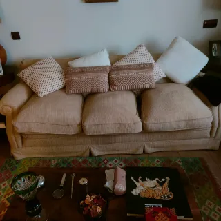 Sofá 3 plazas tela beige