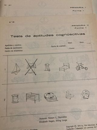 Tests de aptitudes cognoscitivas - primaria I y...