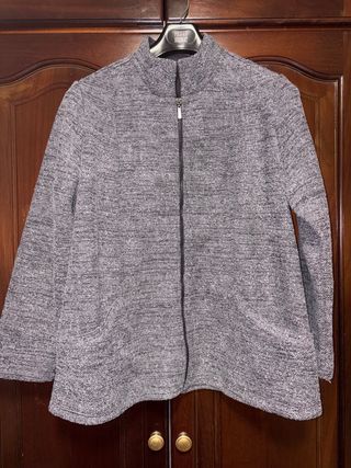 Abrigo mujer felpa gris talla 46