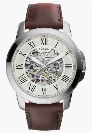 Reloj Fossil Automático Esqueleto Marrón/Plata