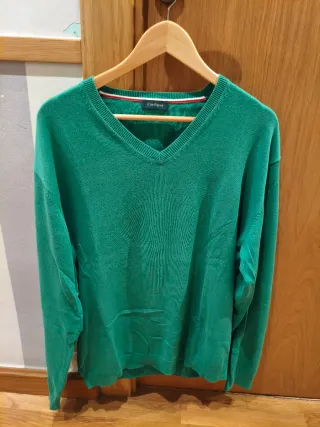 Jersey Cardigan Verde Cuello Pico