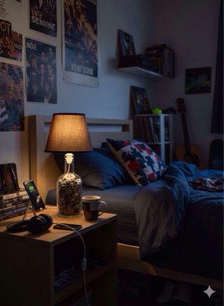 Lámpara Botella Licor Decorada