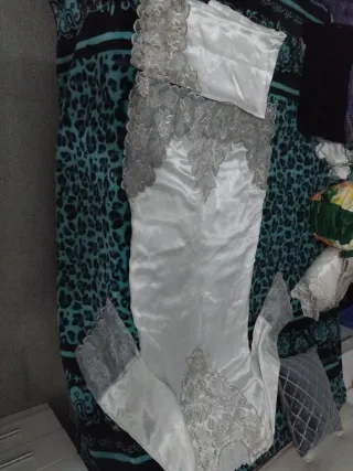 Vestido Boda Henna Blanco y Gris talla unica