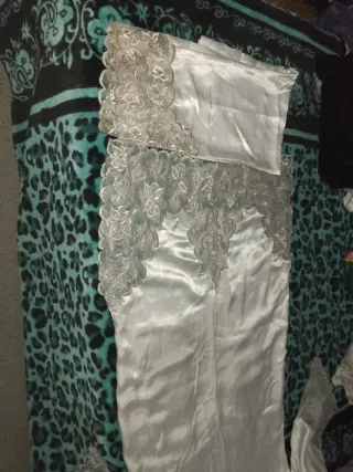 Vestido Boda Henna Blanco y Gris talla unica