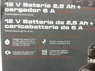 Batería 2.5 Ah y Cargador 6A PARKSIDE 12V