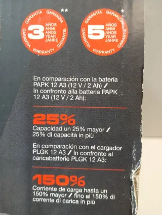 Batería 2.5 Ah y Cargador 6A PARKSIDE 12V