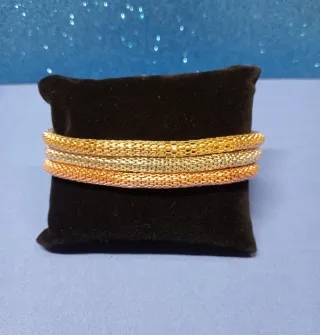 3 Pulseras Malla Elástica Doradas y Plateadas