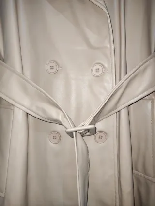 Gabardina larga beige mujer