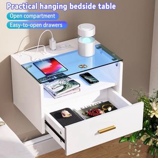 Mesitas Noche LED Flotantes con USB y enchufe