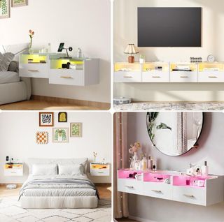 Mesitas Noche LED Flotantes con USB y enchufe