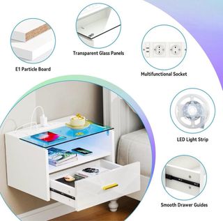 Mesitas Noche LED Flotantes con USB y enchufe