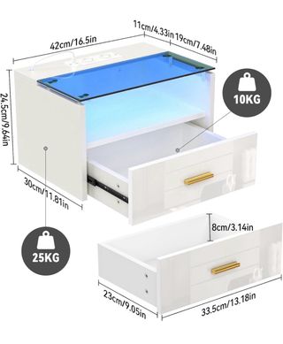 Mesitas Noche LED Flotantes con USB y enchufe