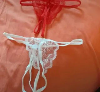 Lote 5 tangas encaje rojo y blanco