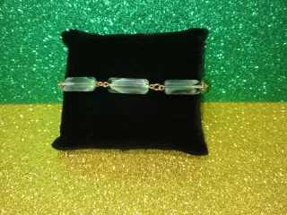 Pulsera eslabones verde y dorado