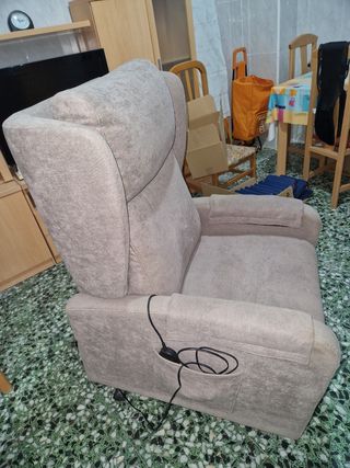 Sofá reclinable de tela gris