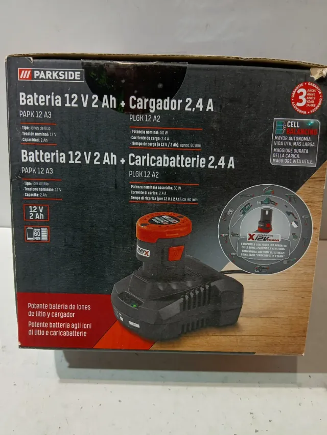 Llave 12V Parkside + Batería 2Ah y Cargador