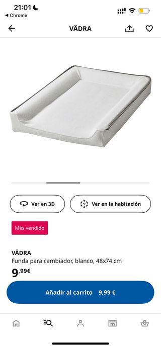 Cambiador bebé con 2 fundas, similar SNIGLAR Ikea