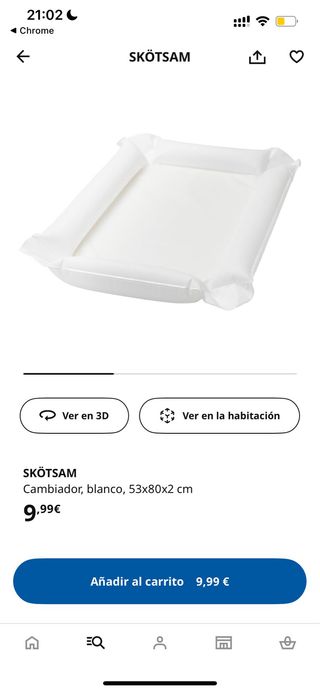Cambiador bebé con 2 fundas, similar SNIGLAR Ikea
