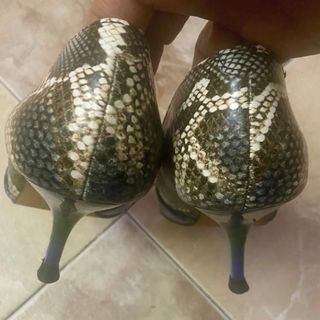 Zapatos Zara Mujer Tacón Serpiente Azul Negro