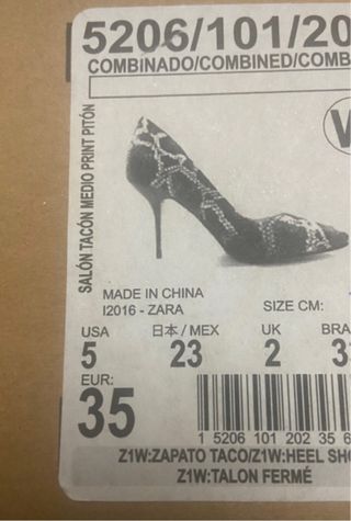Zapatos Zara Mujer Tacón Serpiente Azul Negro
