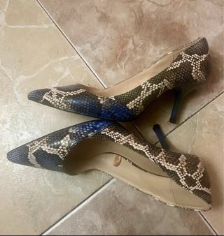 Zapatos Zara Mujer Tacón Serpiente Azul Negro