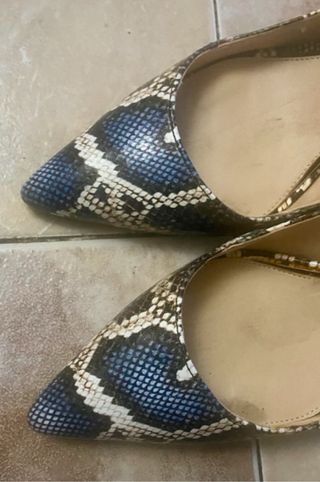 Zapatos Zara Mujer Tacón Serpiente Azul Negro