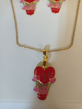 Set gioielli cuore LOVE oro e rosso