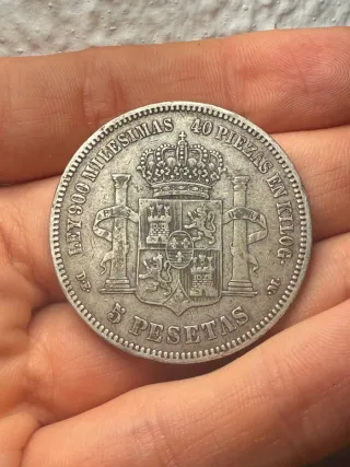 Moneda de Plata 5 Pesetas 1876 de España