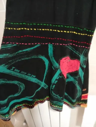 Vestido Desigual Talla L Negro y Rojo