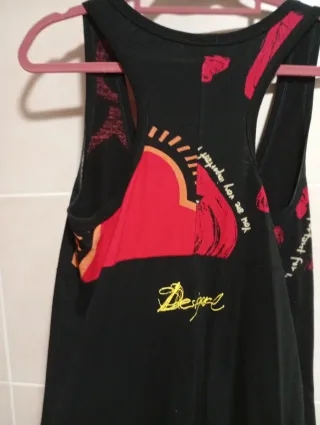 Vestido Desigual Talla L Negro y Rojo