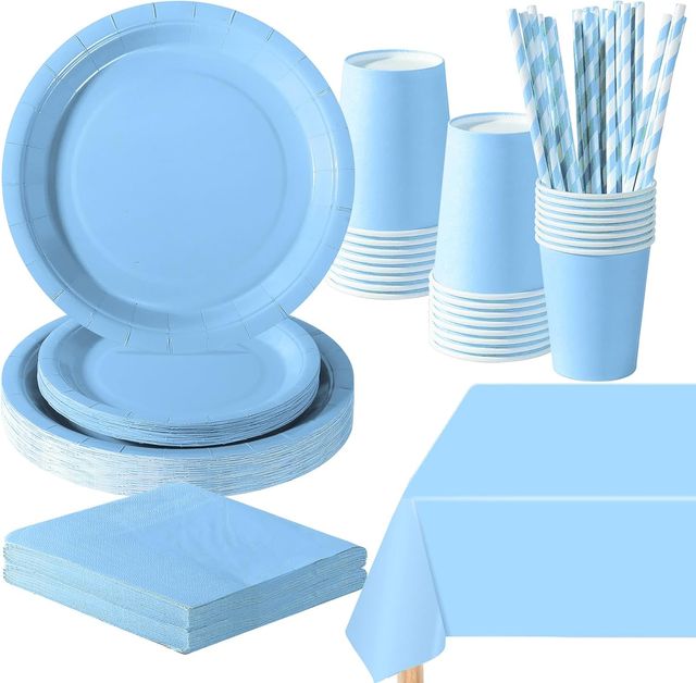 Set di stoviglie monouso per feste blu