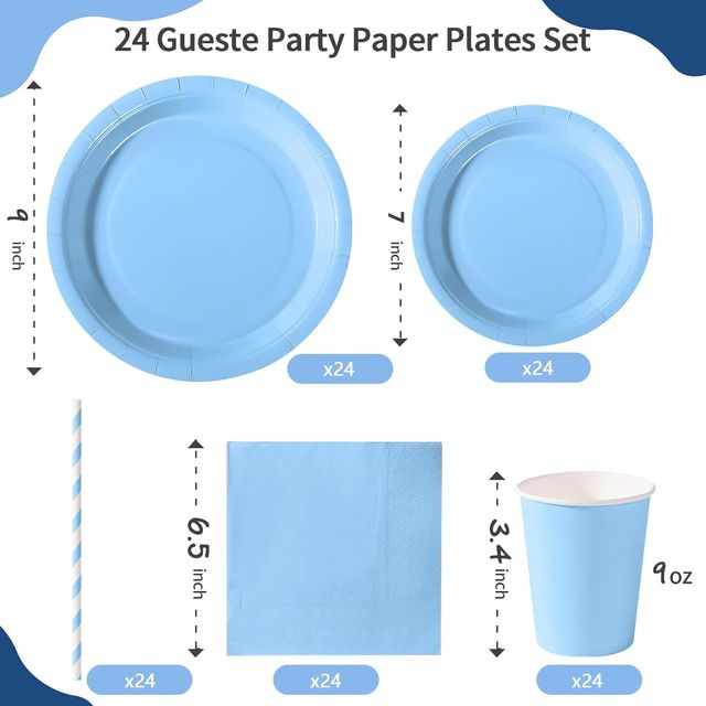 Set di stoviglie monouso per feste blu