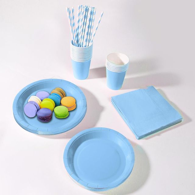 Set di stoviglie monouso per feste blu