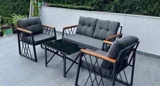 Conjunto Muebles Jardín Ratán Beige